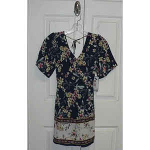 Trixxi Girl Floral Boarder Print Short Sleeve V-Neck Romper in Navy Size 16 $30 - Picture 1 of 3
