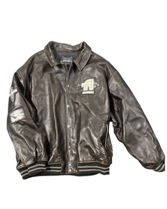 Avirex Mens 6XL Patched Brown Leather Jacket - Picture 1 of 4