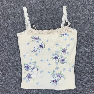 Camisola Babydoll Vintage Express Encaje Top Mujer Pequeño Blanco Floral Y2K Foto 1 de 4