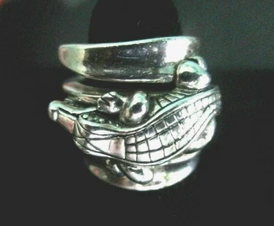 Anillo Barry Kieselstein Cordón Caimán Ojos Diamante Plata Esterlina Talla 5 Caja de Regalo Foto 1 de 4
