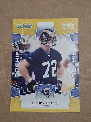 2008 CHRIS LONG SCORE GOLD ZONE NFL ROOKIE CARD RC /400 RAMS #332 VIRGINIA  - Image 1 of 2