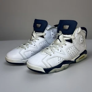 Nike Air Jordan 6 Retro GS Midnight Navy 384665-141 Talla 5.5Y Blanco Azul - Imagen 1 de 10