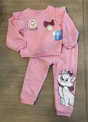 ¡Nuevo! Disney Aristocats Marie Niñas Volantes 2 Piezas Camisa y Pantalones Jogger Rosa 5T Foto 1 de 4