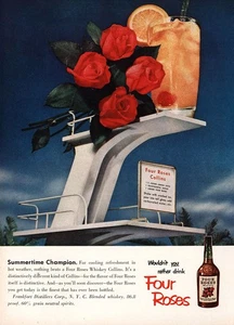 1953 Four Roses Whiskey: Summertime Champion Diving Pubblicità Stampa Vintage - Foto 1 di 1