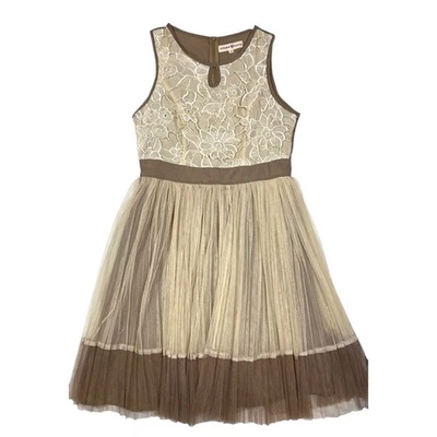 Altar’d State Taupe Cream Lace Covered Top Net Skirt Sleeveless Size S Dress - Image 1 of 4