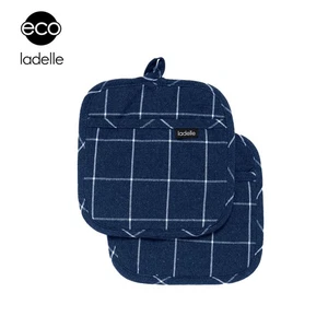Eco Check Navy Set of 2 Pot Holders 21 x 21 cm by Ladelle - Imagen 1 de 3