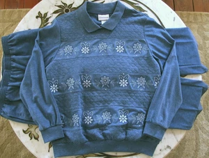 S/M Alfred Dunner Langarmshirt und Hose mit Taschen, blau - Bild 1 von 4