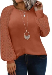 Plus Size Top for Women Long Sleeve Round Neck Casual Loose Blouses 5X - Picture 1 of 4