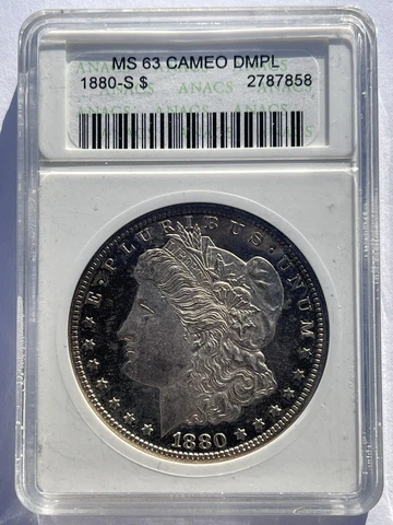1880-S Morgan Dollar ANACS MS63 CAMEO DMPL OWH Cover