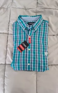 Mens Chaps Easy Care Long Sleeve Plaid Button Formal Shirt XL - New With Tags - Picture 1 of 3