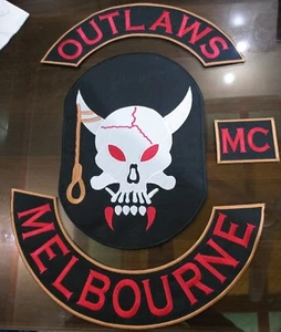 Outlaws Melbourne MC embroidery  Iron On Patch CM 30 FREE SHIPPING,  - Picture 1 of 3