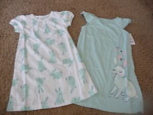 NEW NWT Carters girls size 4T Pretty 2 pack mint green bunny print nightgowns