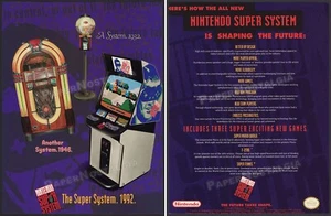 NINTENDO SUPER SYSTEM - Original 1992 Trade AD / ADVERT _ Mario World _  arcade - Picture 1 of 3