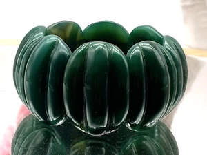 Green Onyx Gemstone Bracelet Elastic Band Real Stones 172.5g - Picture 1 of 8