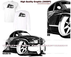 Saab 99 Classic Model Black & White Art DigiRods / Koolart Cartoon Car T Shirt  - Picture 1 of 7