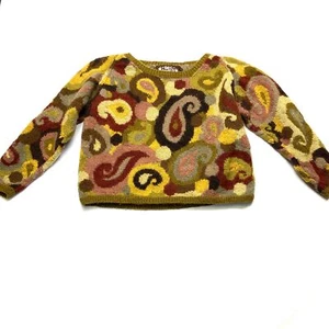 Tara Handknits Damen schwerer handgesponnener Grobstrick Wollpullover Blumenmuster XL - Bild 1 von 13