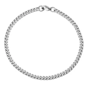 Silver Stainless Steel Curb Cuban Link Chain Bracelet Unisex Women Men 7-11inch - Picture 1 of 19