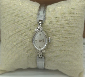 Wittenauer Vintage Silver Tone Ladies Wind-up Watch With Diamond Accent Deco - Picture 1 of 10