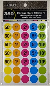 350 pegatinas de venta de garaje de neón círculo rosa verde amarillo azul etiquetas de precio. - Imagen 1 de 1