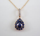 2Ct Pear Cut Lab Created Sapphire Halo Wedding Pendant 14K Yellow Gold Plated