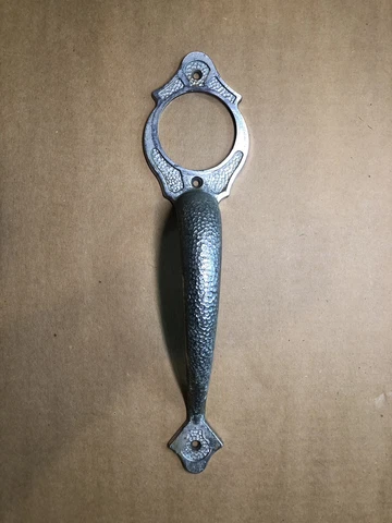 ANTIQUE Vintage Art Nouveau Nickel Plated Front Door Pull Handle Hardware Cover