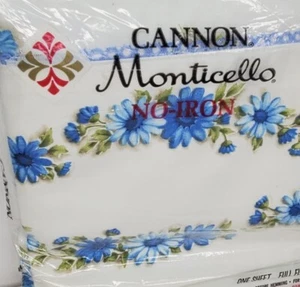 Sábana plana completa vintage Cannon Monticello margaritas de encaje azul EE. UU. nueva sellada - Imagen 1 de 10