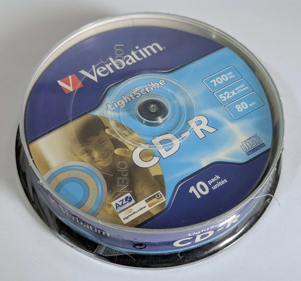 Verbatim 43441 LIGHTSCRIBE 700MB 52x 80 Mins Blank CD Spindle 10pk - Image 1 of 1