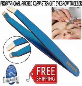 PROFESSIONAL ARCHED CLAW STAINLESS STEEL EYEBROW HAIR REMOVAL TWEEZERS - Picture 1 of 8