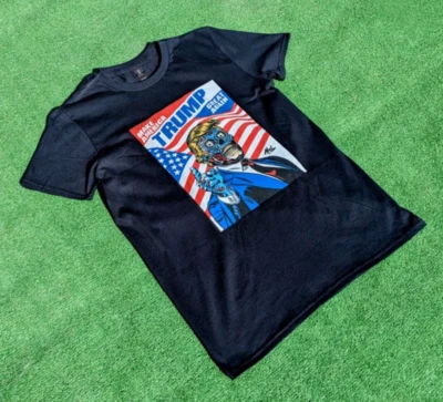 特朗普杂志 Make America Great Again 星条旗成人 Med 衬衫全新无标签 — 第 1/3 张图片