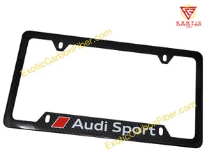 Audi Sport 4 Hole Thick Carbon Fiber License Plate Frame  - Picture 1 of 2