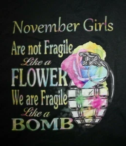 Nov. Girls- not Fragile Like Flower..Fragile Like Bomb Hoodie Sweatshirt 3XL Blk - Picture 1 of 4