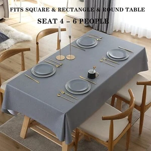 Dining Tablecloth Rectangle Round Table Cover Protector Kitchen Party 140x200cm - Picture 1 of 40