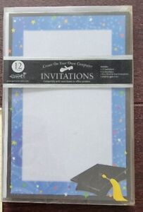 GraduationPartyPrintable  Invitation Kitof 12Envelopes Gartner Caps Stars/6 Sets