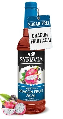 Jarabe de Acai de fruta de dragón sin azúcar Syruvia 25,4 fl oz, para bebidas y más Foto 1 de 4