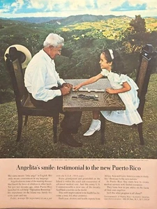 Puerto Rico Desarrollo Económico Abuelo Angelita Dominó Anuncio Impreso Vintage 1967 - Imagen 1 de 4