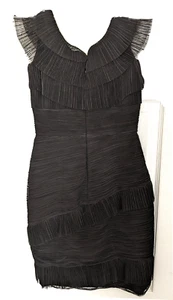 BCBG Maxzria Briana Black Pleated Tulle Cocktail Dress Size 4 - Excellent! - Picture 1 of 5