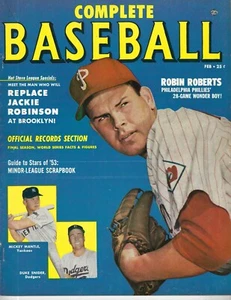 1953 Complete Baseball magazine Robin Roberts, Philadelphia Phillies Mantle GdMk - Picture 1 of 1