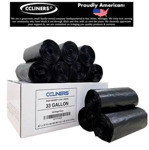 30 - 33 Gallon Trash Bags -250 Black Garbage Bags 21 Microns Thick (250 Bags) - Picture 1 of 10