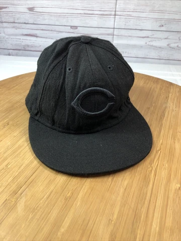 Cincinnati Reds New Era Youth Hat fitted 7 1/8 Black Ball Cap Embroidered Cover