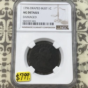 1796 draped bust large cent NGC AG DETAILS  - Picture 1 of 7