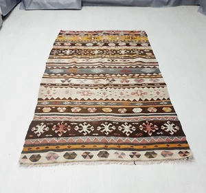 handmade antique kilim , turkish bohemian rug , 4x7 Feet - Picture 1 of 9