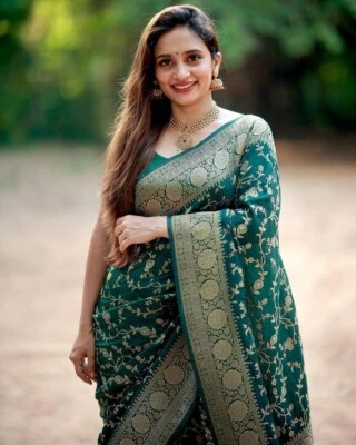 FASTNFREE Banarasi silk saree bollywood wedding indian designer kanchipuram formal sari