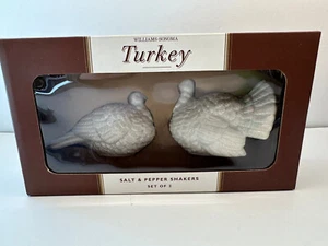NIB - Set/2 Williams Sonoma White Ceramic Stoneware Turkey Salt & Pepper Shakers - Picture 1 of 6