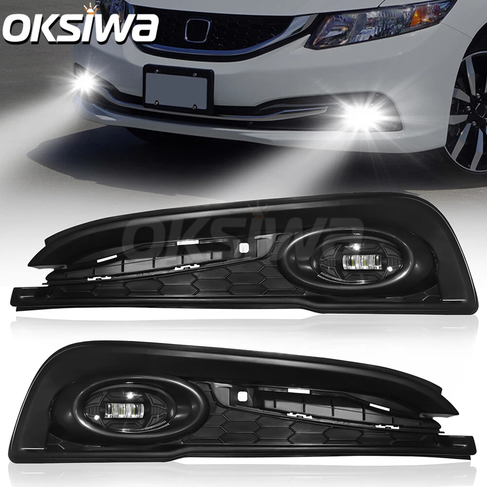 Luces antiniebla LED para Honda Civic 2013 2014 2015 sedán de 4 puertas lente transparente lámpara de parachoques Foto 1 de 4