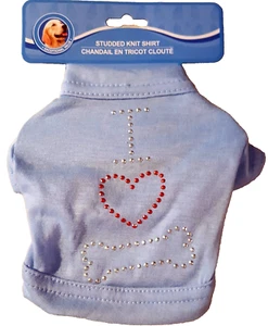 CAMISA DE PUNTO DE ESTRÁS ADORNADA PERRO RN 87254 ~I LOVE BONES~ Talla: XS - Imagen 1 de 5