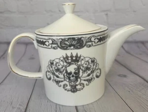 Grace Teaware Spooky Black and White Teapot, Halloween or Goth Home Decor - Picture 1 of 4