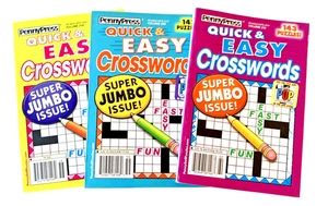 NEW Lot of 3 Penny Press Dell Quick Easy Super Jumbo Crossword Puzzle Books - Picture 1 of 2