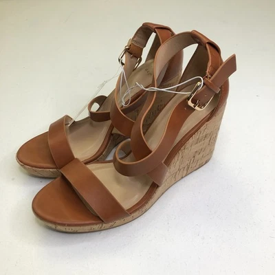 Zapatos de salón A New Day para mujer 9,5 Cecilia imitación cuero corcho inferior tiras cuña coñac Foto 1 de 4