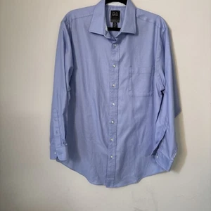 Jos. A. Bank Men's Shirt 17-34 Traveler Travel Tech 37.5 Tailored Fit Blue White - Picture 1 of 6