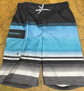 Zero Xposur Swim Trunks Boys Large 14/16 Casual Board Shorts Lined Blue stripped - Picture 1 of 10